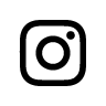 A black and white graphic of the Instagram logo, a stylized camera icon within a rounded square, is centered on a white background.