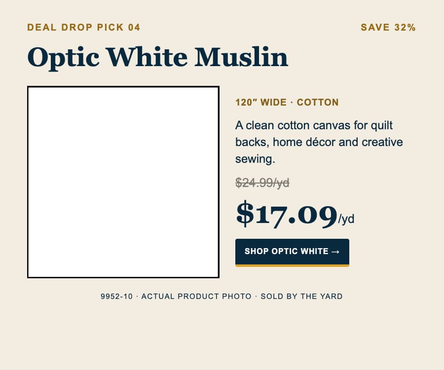 A square marketing graphic on a warm cream background places a large empty white rectangle with a thin black border on the left and navy product copy,...
