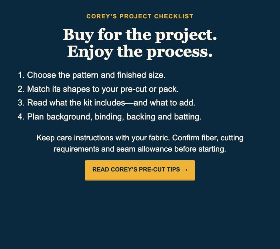 A centered, text-only checklist graphic on a dark navy background, with a gold heading and button and white text; the large serif headline reads “Buy ...