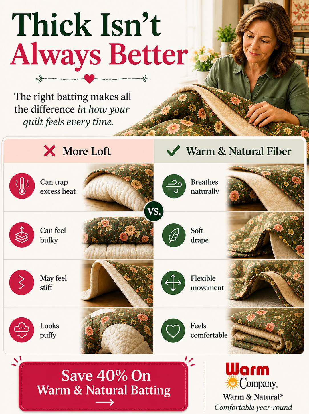 Thick isn't always better — the right batting makes the difference