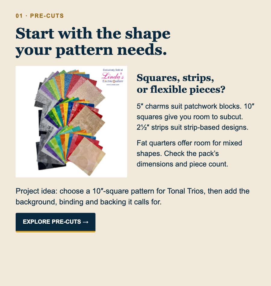 A single-page beige graphic uses a wide, straight-on layout, with a large dark navy serif headline above a white square image of overlapping colorful ...