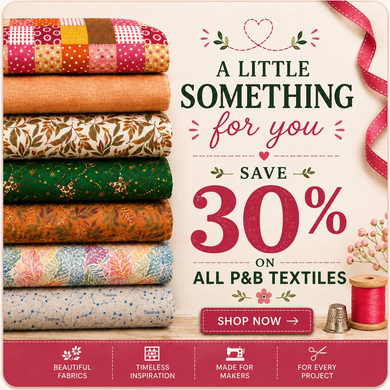 A stack of fabric rolls in various patterns and colors