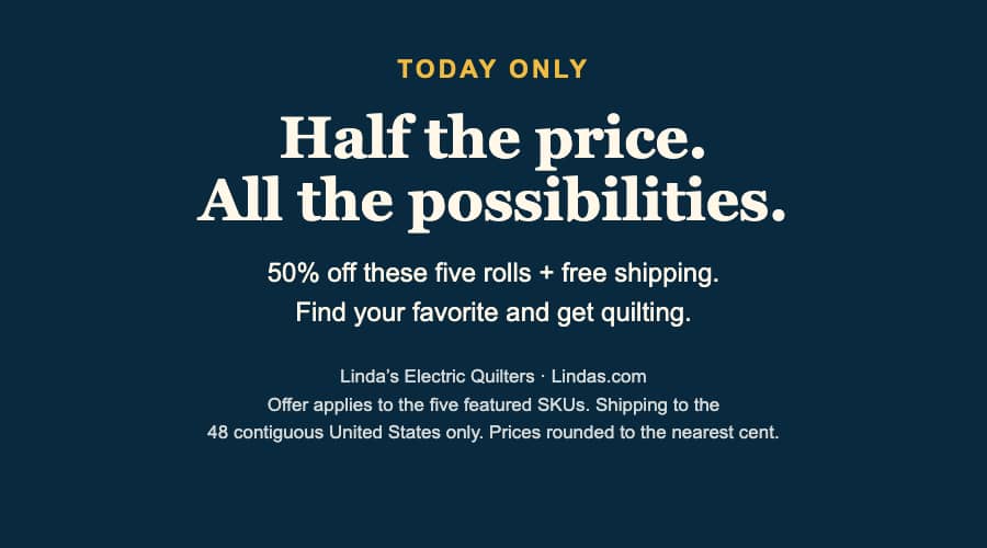 A centered promotional text graphic on a solid dark navy background, with gold uppercase “TODAY ONLY” above large white serif text, “Half the price. A...