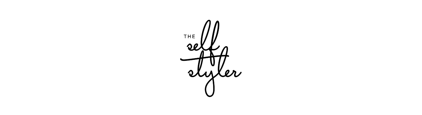 A black, stylized script logo reads 'THE self styler' against a white background.