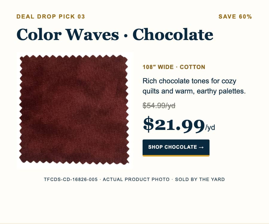 A wide, straight-on product graphic on an off-white background shows a square swatch of dark reddish-brown, finely woven fabric with zigzag-cut edges ...