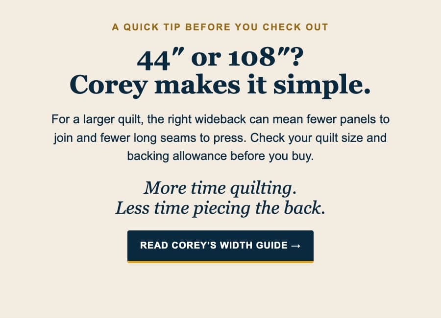 A centered, text-only promotional graphic on a warm cream background, with dark navy typography and a navy rectangular button with a thin gold bottom ...