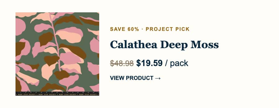 A wide product-promotion graphic places a square botanical print on the left, with an abstract plant pattern of pink, peach, brown, and muted green sh...
