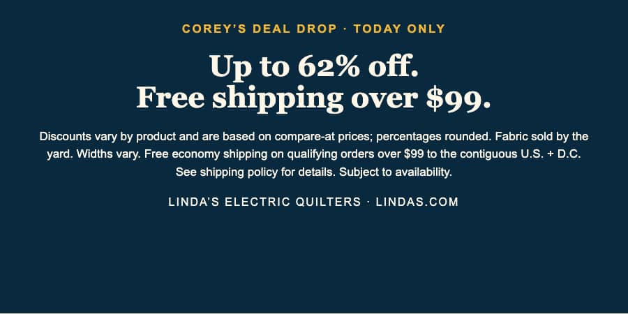 A centered, text-only sale graphic on a solid dark navy background, with gold uppercase lettering above large white serif text and smaller white sans-...
