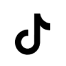 A black TikTok logo is centered on a white background.